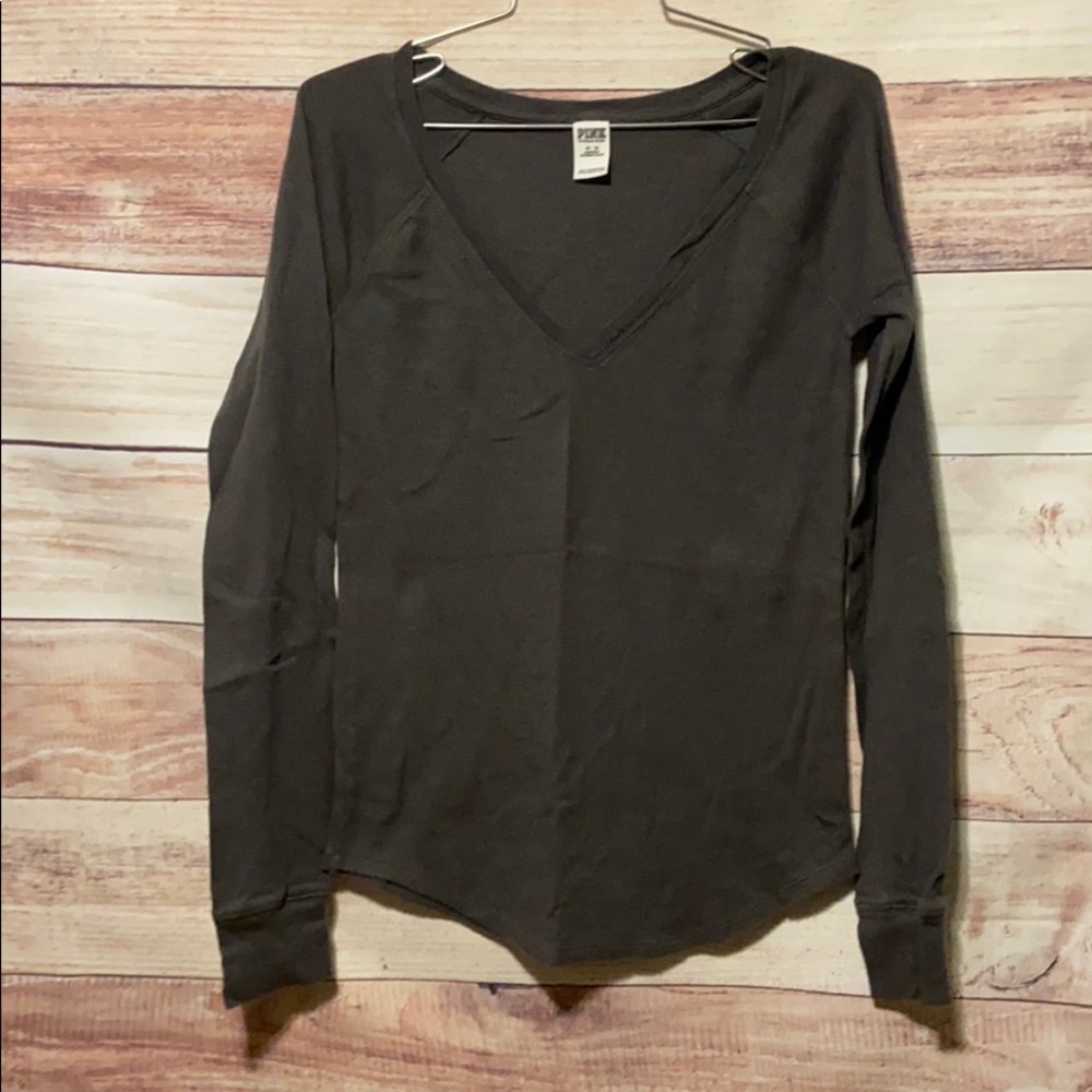 PINK Juniors Sleepwear Waffle Knit Long Sleeve Top